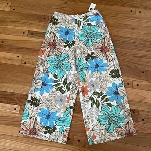 New Ferne Boutique Carla Floral Culottes Wide Leg Crop Pants Linen Blend Women S